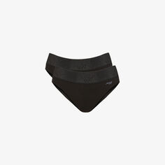 Tai Period Pants трусы средней посадки из эластичной ткани с фирменным принтом, набор из двух штук Sloggi, черный