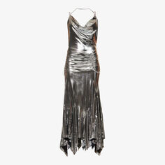 Платье миди из эластичной ткани с металлизированным вырезом и хомутом Amy Lynn, серебряный