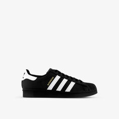Кожаные кроссовки Superstar с низким берцем и тиснением логотипа Adidas, черный