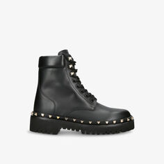 Кожаные армейские ботинки Rockstud с заклепками Valentino Garavani, черный