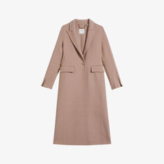 Однобортное пальто из смесовой шерсти с острыми лацканами Ted Baker, розовый
