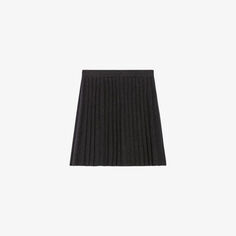 Мини-юбка из смесовой шерсти с высокой посадкой и складками Claudie Pierlot, цвет noir / gris