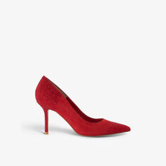 Замшевые туфли на каблуке Agency, украшенные кристаллами Dune, красный