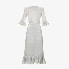 Платье миди Falconetti из смесового шелка с металлизированной нитью The Vampire&apos;S Wife, серебряный