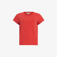 Хлопковая футболка Anna с круглым вырезом Allsaints, красный
