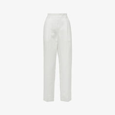 Shae Taper зауженные брюки из плетеной ткани с высокой посадкой Reiss, белый