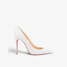Кожаные туфли Kate 100 на каблуке с острым носком Christian Louboutin, цвет bianco