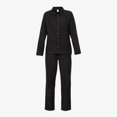 Хлопковый пижамный комплект с фирменной вышивкой Calvin Klein, черный