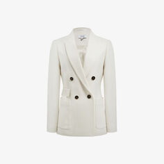 Двубортный пиджак Larsson из смесовой шерсти Reiss, белый