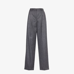 Зауженные брюки с завышенной талией и структурированной талией из переработанной шерсти Toteme, серый