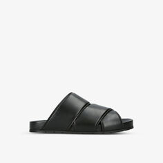 Кожаные сандалии с тисненым логотипом Bottega Veneta, черный