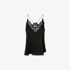 Лифчик Christy из шелкового крепдешина с кружевной отделкой Zadig&amp;Voltaire, цвет noir