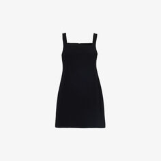 Тканое мини-платье без рукавов с квадратным вырезом Theory, черный