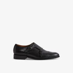 Кожаные туфли Amalfi с двумя ремешками монками Reiss, черный