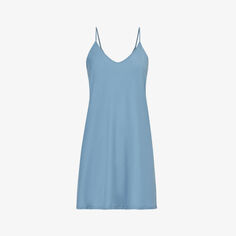 Сексуальное ночное платье из органического хлопка с V-образным вырезом Skin, синий