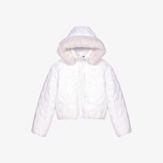 Стеганое пальто-ракушка с вышитым логотипом Maje, цвет blanc