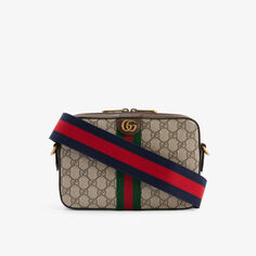 Холщовая сумка через плечо с монограммой и металлической пластинкой Gucci, цвет beb/nacero/vrv/brb