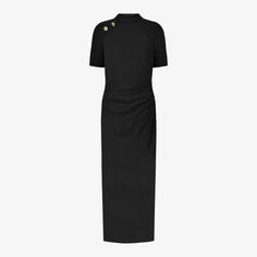 Платье миди эластичной вязки с высоким воротником, украшенным пуговицами Ro&amp;Zo, черный Ro&Zo