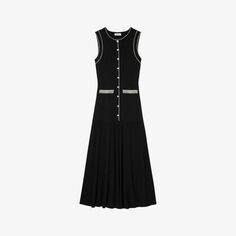 Тканое платье миди с круглым вырезом Sandro, цвет noir / gris