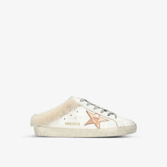 Женские кроссовки Super-Star Sabot из кожи и овчины Golden Goose, белый