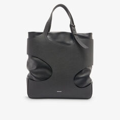 Кожаная сумка-тоут с вырезами Ferragamo, цвет nero