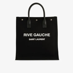 Хлопковая большая сумка Noe Cabas Rive Gauche Saint Laurent, цвет nero bianco