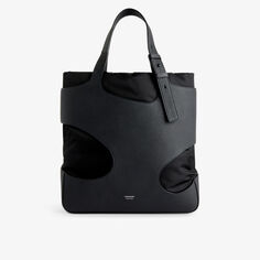 Кожаная сумка-тоут с вырезами Ferragamo, цвет nero