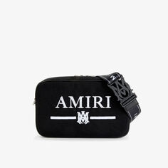 Холщовая сумка через плечо с брендовым съемным ремнем Amiri, черный