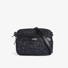 Холщовая сумка на плечо с фольгированным логотипом Versace, черный