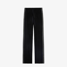 Креповые брюки Pomy с завышенной талией и блестящими полосками Zadig&amp;Voltaire, цвет noir