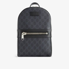 Рюкзак из кожи и холста с покрытием, украшенный монограммой Gucci, цвет blk/blk/brb/blk