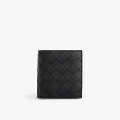 Кошелек двойного сложения из кожи Intrecciato Bottega Veneta, черный