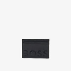 Кожаный кошелек с тисненым логотипом Boss, черный