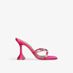 Атласные босоножки на каблуке Lily Slipper 95 с кристаллами Amina Muaddi, розовый