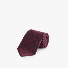 Широкий шелковый галстук с монограммой Ferragamo, бордовый