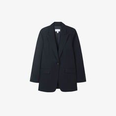 Однобортный пиджак из эластичной ткани с заостренными лацканами The White Company, черный