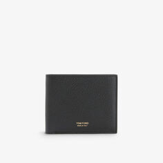 Складной кожаный кошелек с фирменным принтом Tom Ford, черный