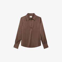 Атласная рубашка с V-образным воротником и V-образным вырезом Claudie Pierlot, цвет bruns