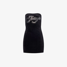 Велюровое платье мини Anderson со стразами Juicy Couture, черный
