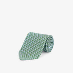 Шелковый галстук Torneo с широкими лезвиями и геометрическим узором Ferragamo, цвет verde scuro
