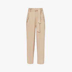 Прямые брюки Occhio из эластичного хлопка с высокой посадкой Weekend Max Mara, цвет sand