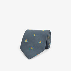 Шелковый галстук с широкими лезвиями с узором Orb Vivienne Westwood, черный