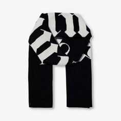 Вязаный шарф из смесовой шерсти с логотипом Palm Angels, черный