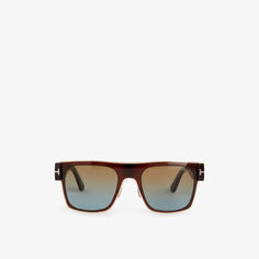 Солнцезащитные очки Edwin в металлической квадратной оправе FT1073 Tom Ford, коричневый