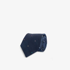 Широкий шелковый галстук с точечной вышивкой Paul Smith, темно-синий