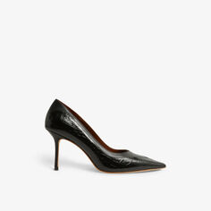 Туфли Gwyneth на каблуке из кожи с тиснением под крокодила Reiss, черный