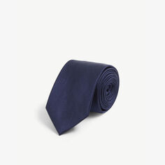 Шелковый галстук в полоску с микроузором Ted Baker, темно-синий