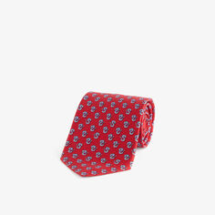 Широкий шелковый галстук с графичным узором Ferragamo, цвет rosso