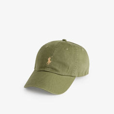 Хлопковая кепка с вышитым логотипом Polo Ralph Lauren, цвет dark sage