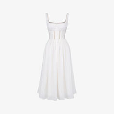 Платье миди Perle из эластичного хлопка с кружевной отделкой House Of Cb, белый
